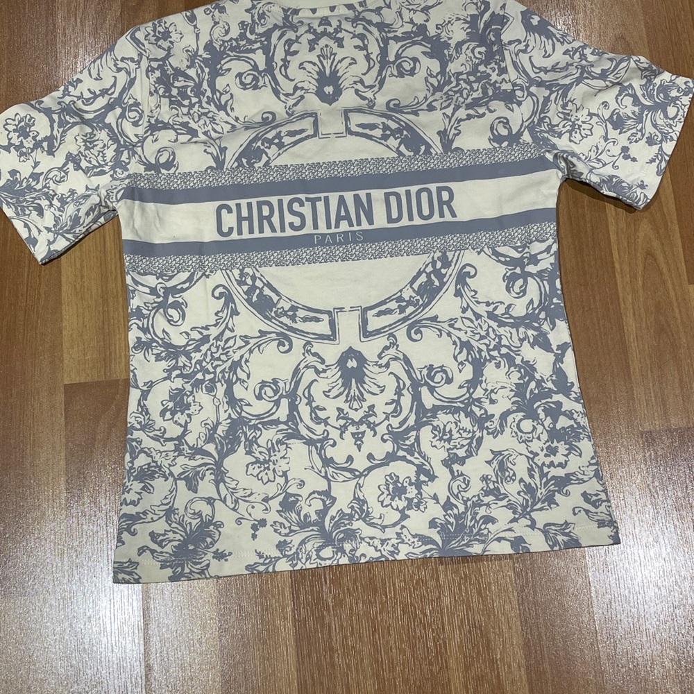 Dior Cream and Gray Short Sleeve Tee